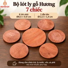 Bộ lót ly gỗ Hương 7 chiếc