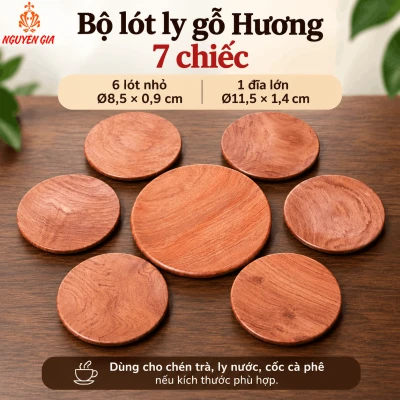 Bộ lót ly gỗ Hương 7 chiếc