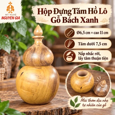 Hộp đựng tăm hồ lô bằng gỗ Bách Xanh