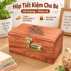 Hộp Tiết Kiệm Cho Bé Mẫu Vịt Donald Và Chuột Mickey – Gỗ Hương, Khóa Số