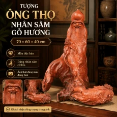 Tượng ông Thọ nhân sâm gỗ Hương 70 × 60 × 40 cm