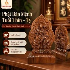 Tượng Phật Bản Mệnh Tuổi Thìn – Tỵ Phổ Hiền Bồ Tát Gỗ Bách Xanh 14,5 cm