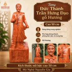 Tượng Đức Thánh Trần Hưng Đạo gỗ Hương cao 50 cm