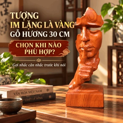 Tượng Im Lặng Là Vàng Gỗ Hương 30 cm – Chọn Khi Nào Phù Hợp?