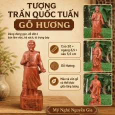 Tượng Trần Quốc Tuấn gỗ Hương cao 20 cm