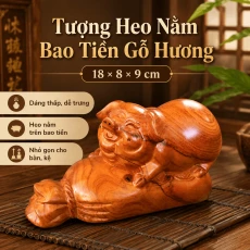 Tượng Heo Nằm Bao Tiền Gỗ Hương 18 × 8 × 9 cm