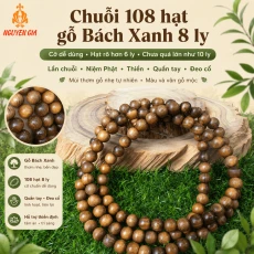 Chuỗi 108 Hạt Gỗ Bách Xanh 8 Ly Dễ Dùng, Thơm Nhẹ