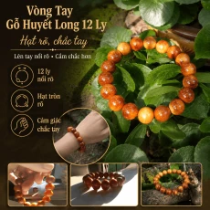 Vòng Tay Gỗ Huyết Long 12 Ly Hạt Rõ, Chắc Tay