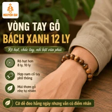 Vòng Tay Gỗ Bách Xanh 12 Ly Rõ Hạt, Chắc Tay