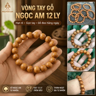 Vòng Tay Gỗ Ngọc Am 12 Ly Gọn, Dễ Đeo Hằng Ngày