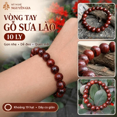 Vòng Tay Gỗ Sưa Lào 10 Ly Hạt Tròn, Gọn Dễ Đeo