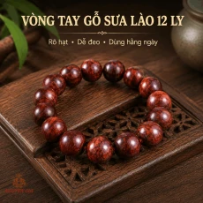 Vòng Tay Gỗ Sưa Lào 12 Ly Hạt Tròn, Cân Bằng Dễ Chọn
