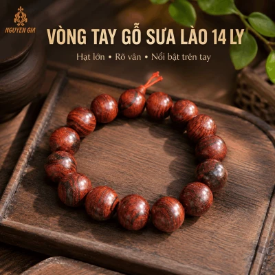 Vòng Tay Gỗ Sưa Lào 14 Ly Hạt Tròn, Nổi Bật Trên Tay