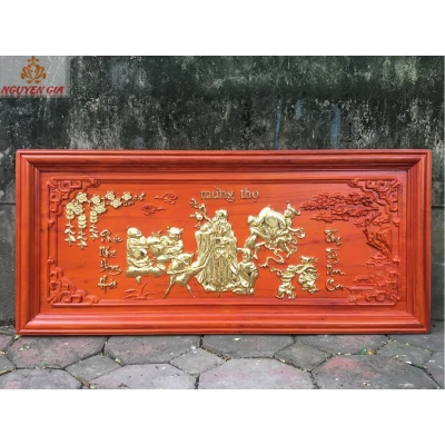 Tranh mừng thọ cụ Ông bằng gỗ Hương