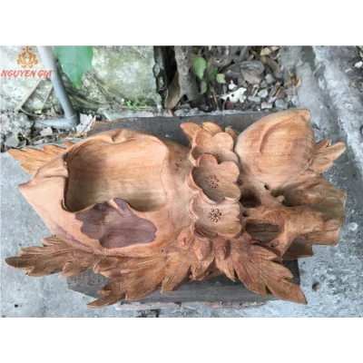 Gạt tàn thuốc mẫu trái đào gỗ Ngọc Am thơm mát KT30x18