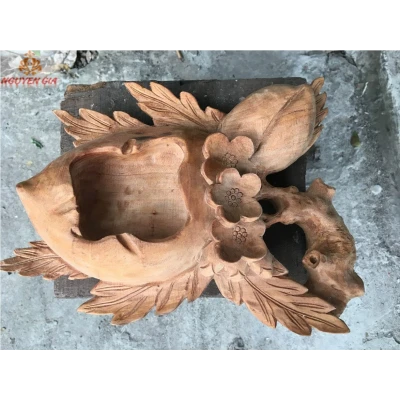 Gạt tàn thuốc mẫu trái đào gỗ Ngọc Am thơm mát KT27x20