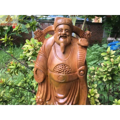 Tượng ông thần tài gỗ lũa Bách Xanh KT 56x28