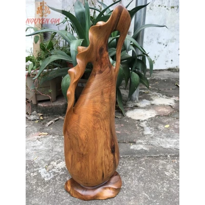 Bình Phay nghệ thuật gỗ bách xanh KT43x16