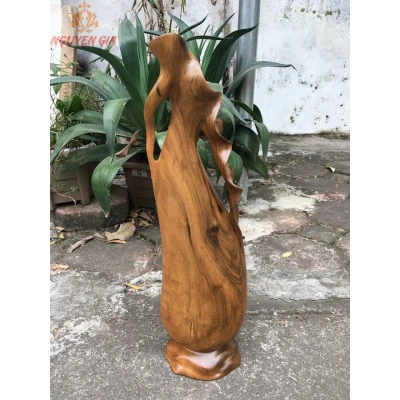 Bình Phay nghệ thuật gỗ bách xanh KT47x14