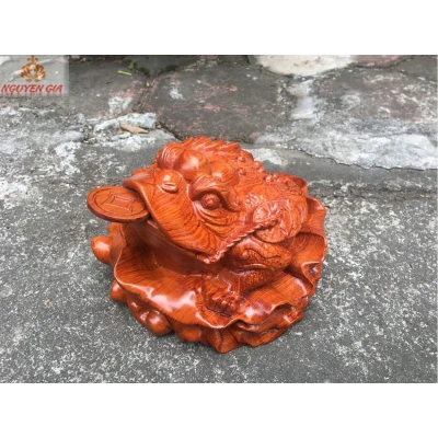 Cóc ngậm tiền (thiềm thừ) bằng gỗ hương KT 20x17