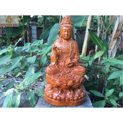 Tượng quan thế âm bồ tát tự tại gỗ Hương cao 40 cm