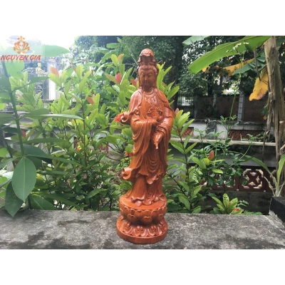 Tượng quan thế âm bồ tát gỗ Hương cao 50 cm