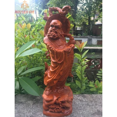 Tượng đạt ma sư tổ mất giầy gỗ Hương cao 50 cm